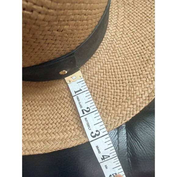 Janessa Leone Corbin Brown Straw Fedora Hat Medium 57cm Wide Brim USA Packable main image 16